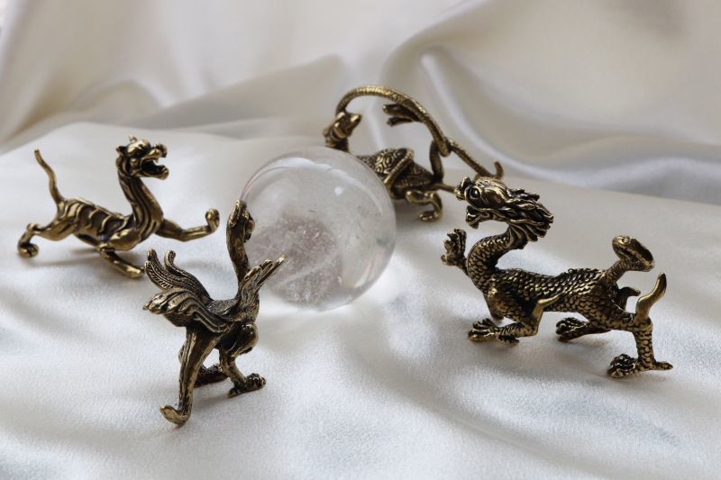 置物 四神 セット 風水 四神獣 青龍 白虎 朱雀 玄武 神獣 金色 方角