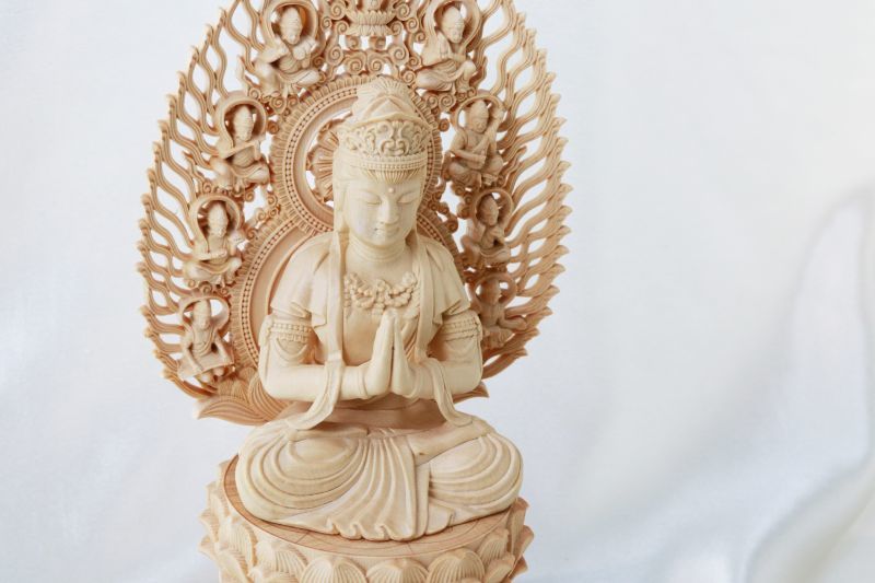 八尊仏 普賢菩薩（ふげんぼさつ）】檜 木彫り 置物 ¥41,250