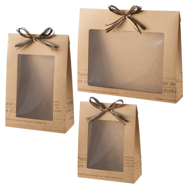 10枚】窓付きギフトボックス カフェオレ 13×6×17cm