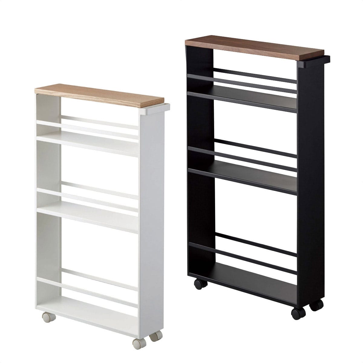 山崎実業 tower ハンドル付きスリムワゴン ホワイト