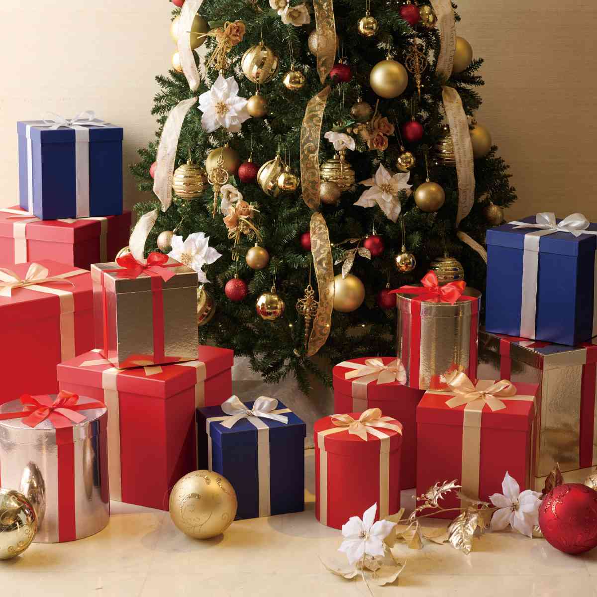 2個 プレゼントボックスセット 装飾用 レッド