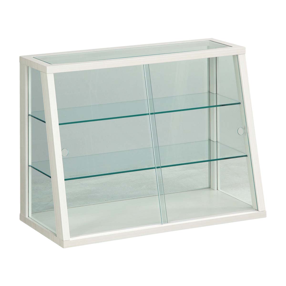 リブ ミニ木製ガラスショーケース ブラウン