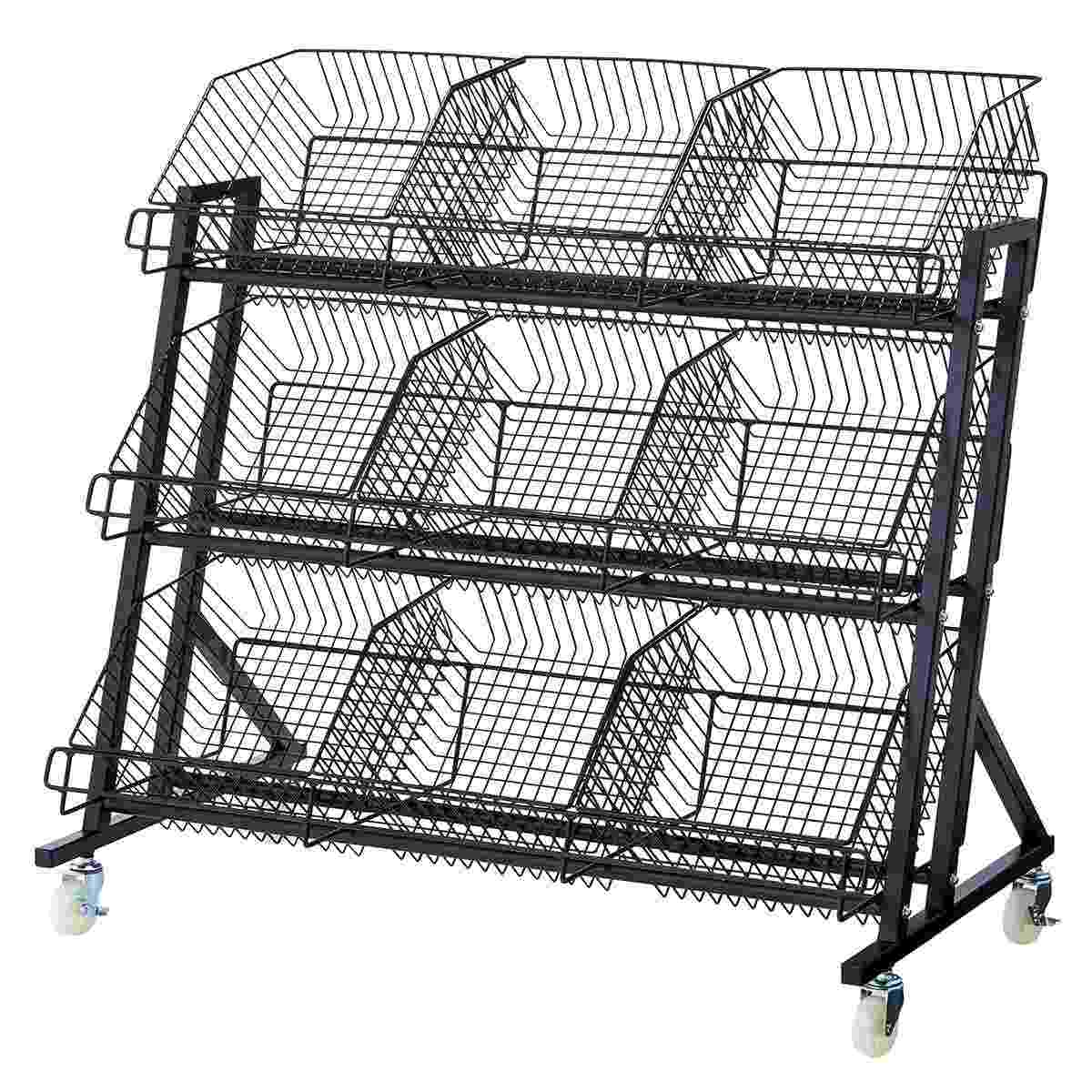 傾斜ジャンブルバスケット 幅90cm 3段〔ストエキオリジナル〕 ホワイト