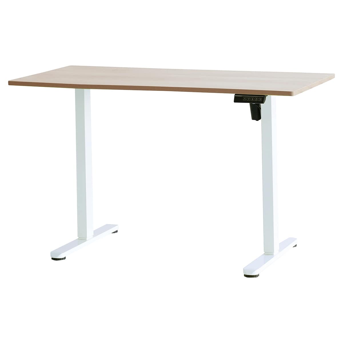 電動昇降デスク 幅120×奥行60cm 天板ナチュラル脚ホワイト