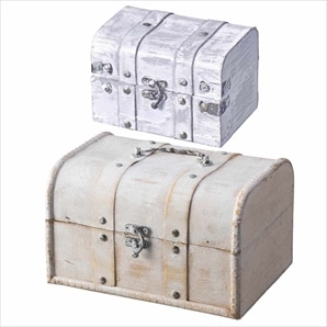 宝箱型木製トランクボックス ブラウン SS