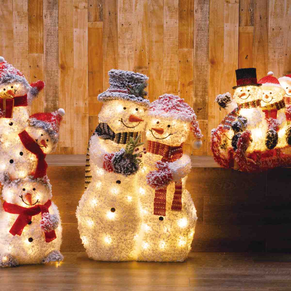 LEDファブリック スノーマンカップル 高さ100cm