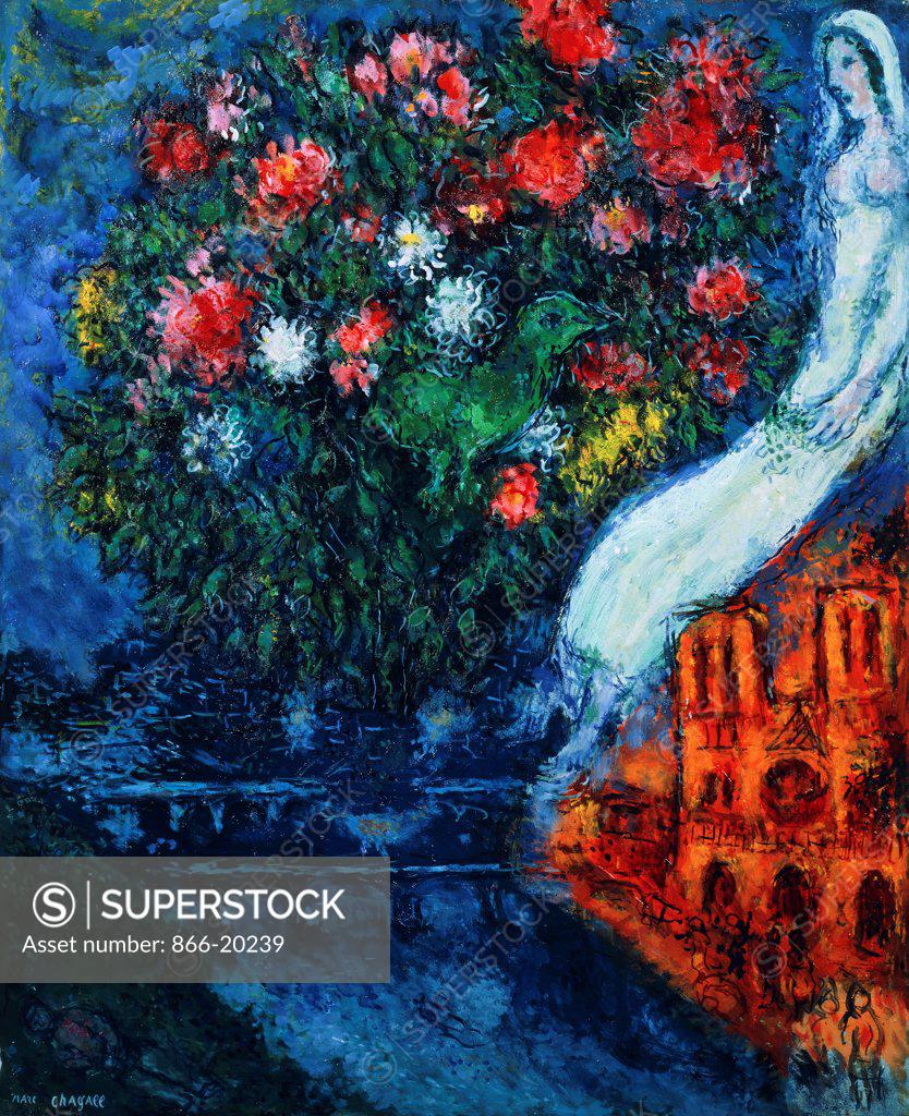 Marc Chagall、La Mariee de Notre-Dame La Mariée Print Marc Chagall