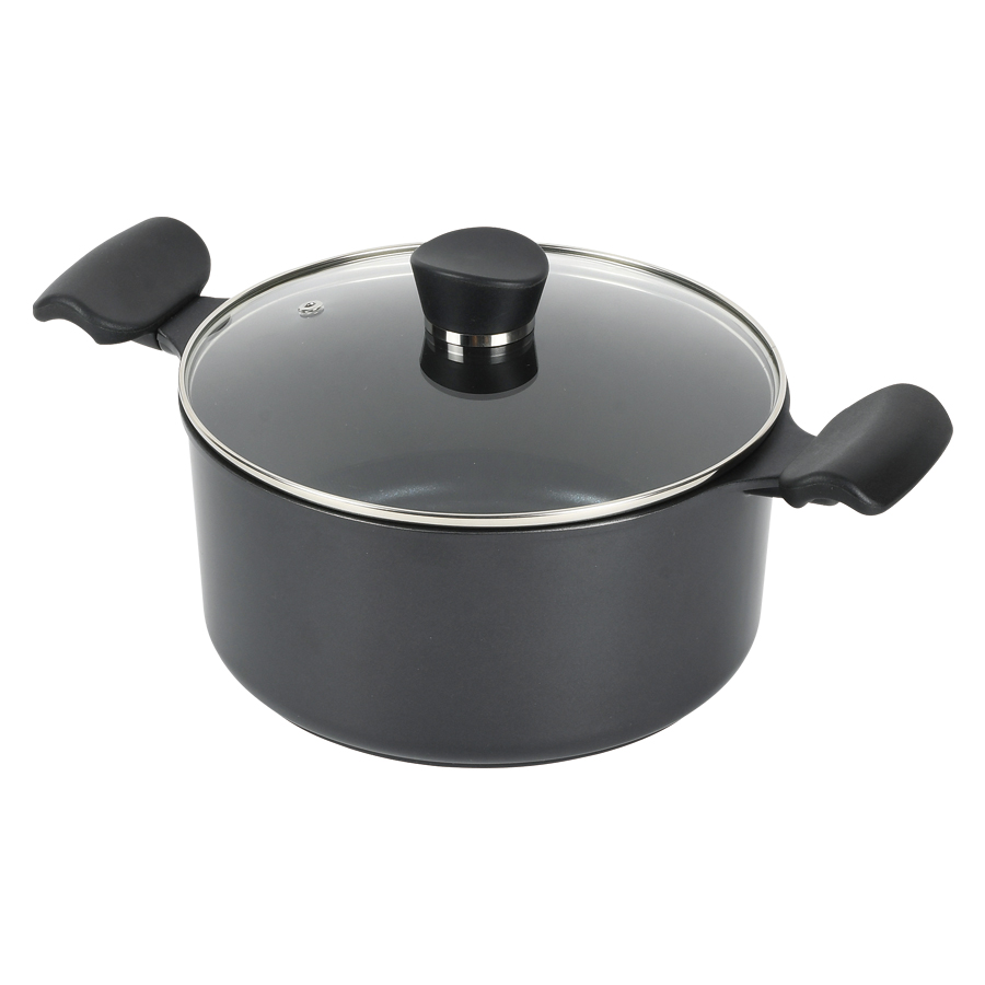 キャスティエ ダイヤモンドコートIH対応ガラス蓋付両手鍋22cm HB-6000