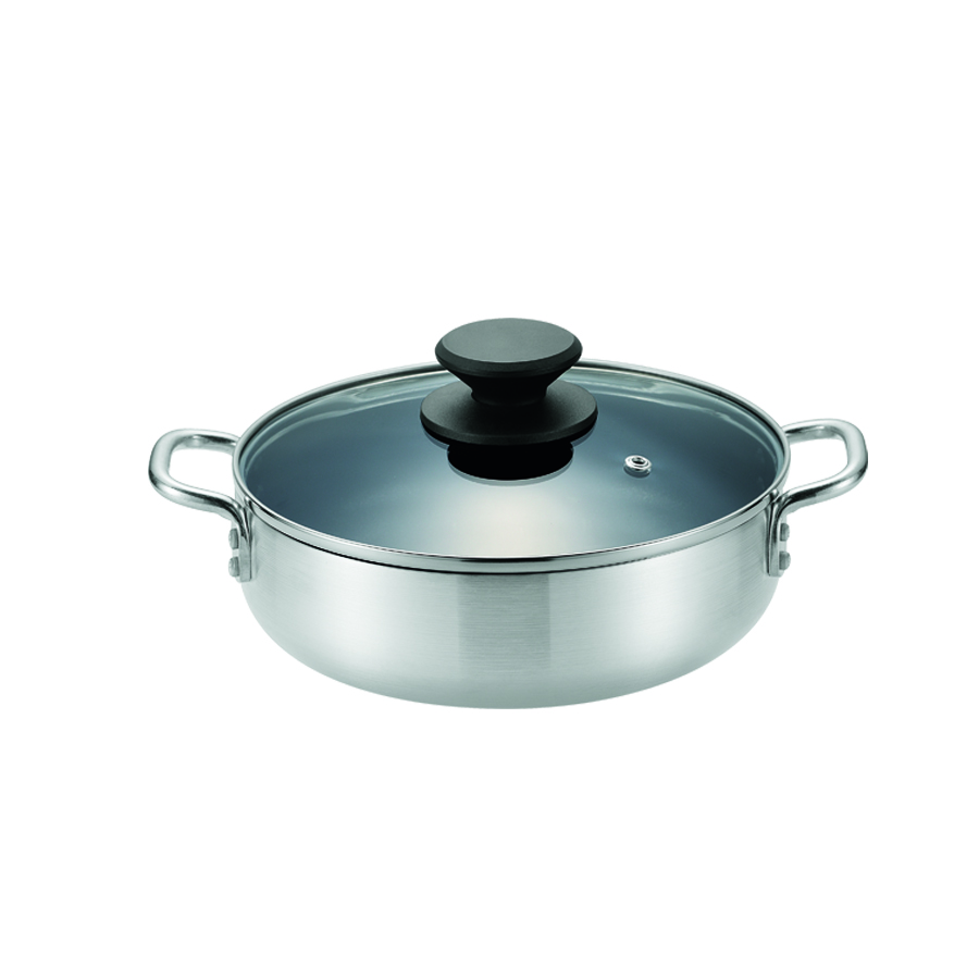 テーブルトップ ガラス蓋付卓上鍋20cm(内面ダイヤモンドコート) HB-4707