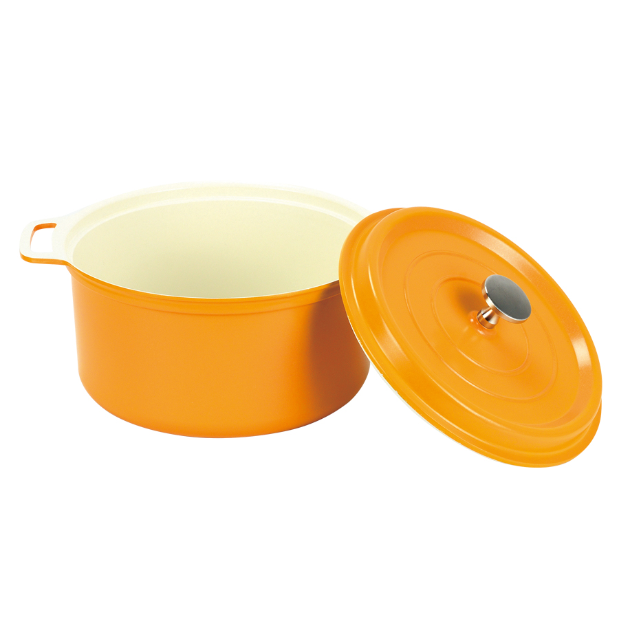 無水調理ができるセラミック加工IH対応両手鍋20cm(イエロー) HB-5725