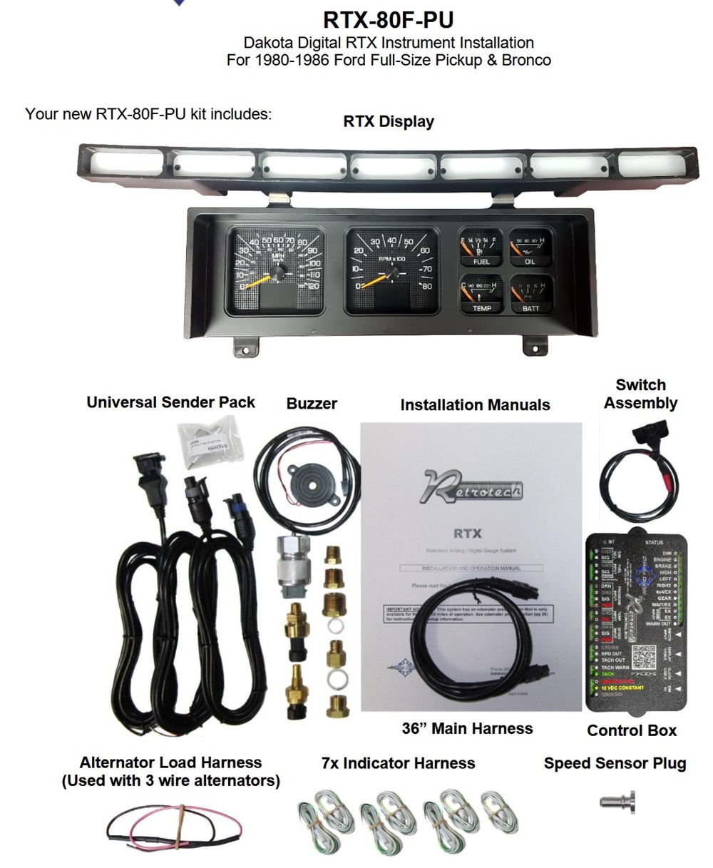 Dakota Digital 1980-86 Ford Pickup Retrotech Analog Dash Gauge