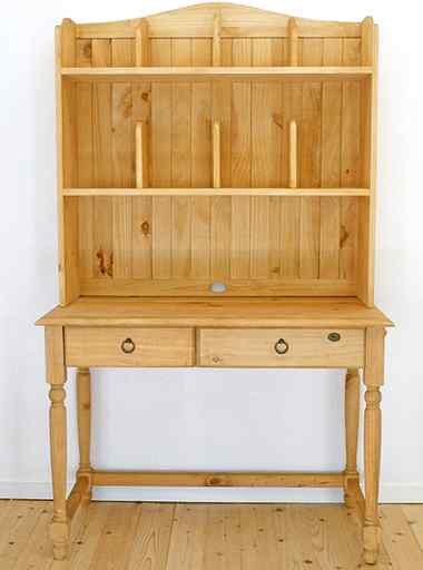 カントリーデスク｜上置き本棚付カントリー学習机｜リング取手