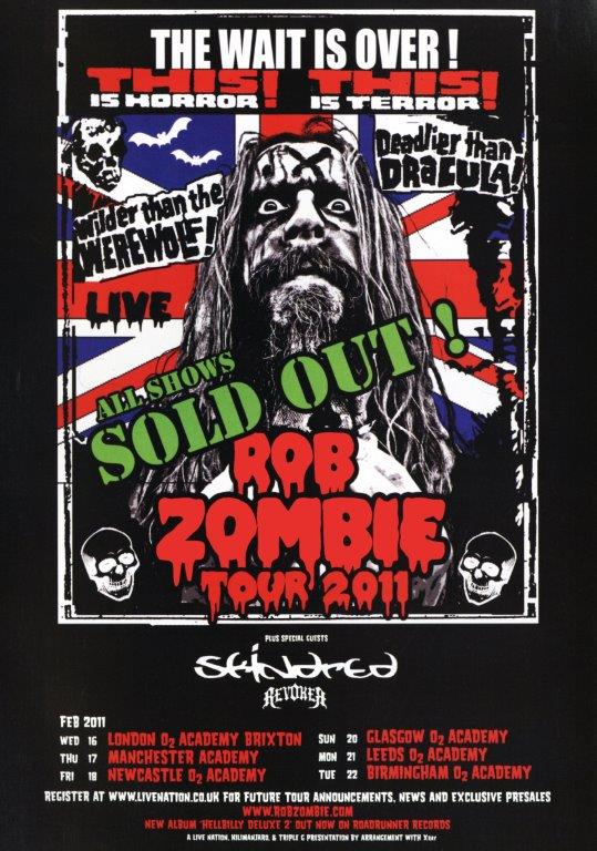ROB ZOMBIE Hellbilly Deluxe 2011 UK Tour Poster Print - prints4u