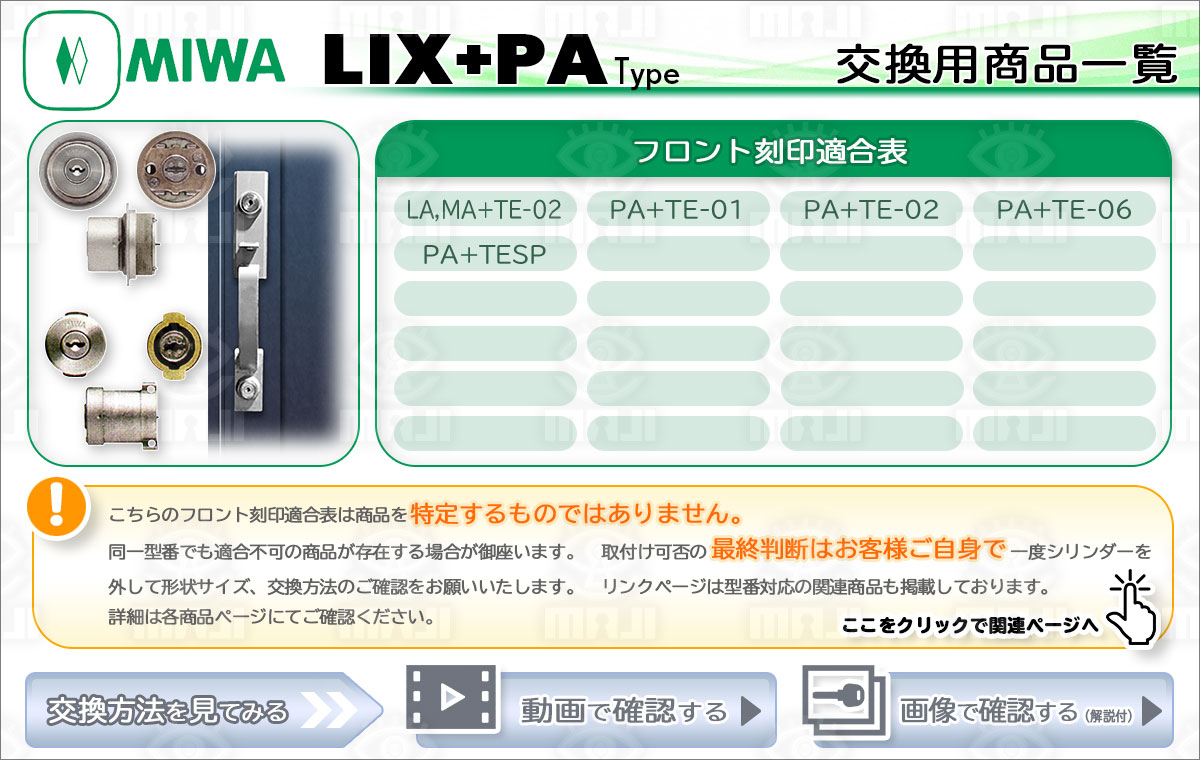 MIWAフロント刻印適合表 - 鍵の卸売りセンター 本店