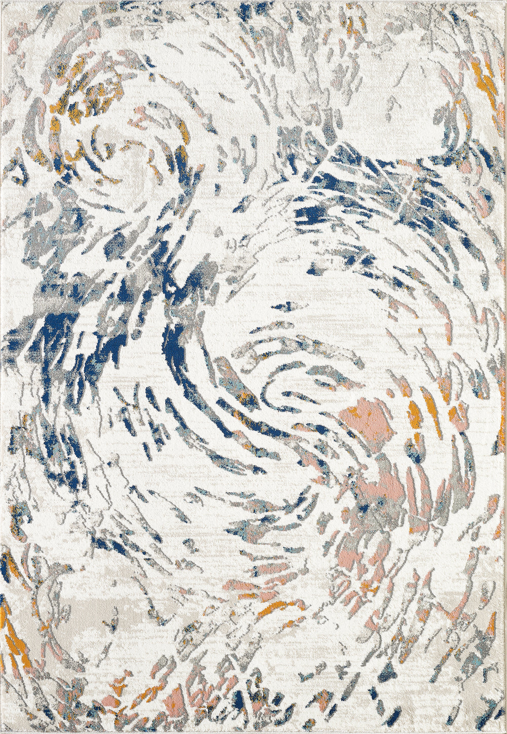 Abani Porto PRT120A Contemporary Swirl Light Blue and Burnt Orange