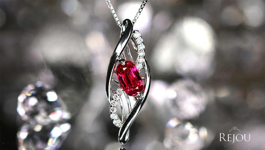 ネオンレッドスピネル 1.7ct ダイヤモンド プラチナ ネックレス【品質