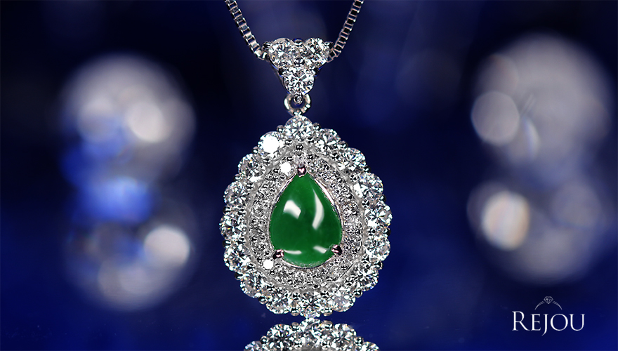 翡翠(ヒスイ) 0.7ct ダイヤモンド 1.0ct プラチナ ネックレス【品質