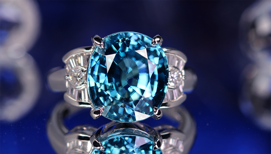 ブルージルコン 約12ct ダイヤモンド プラチナ リング(指輪)【品質