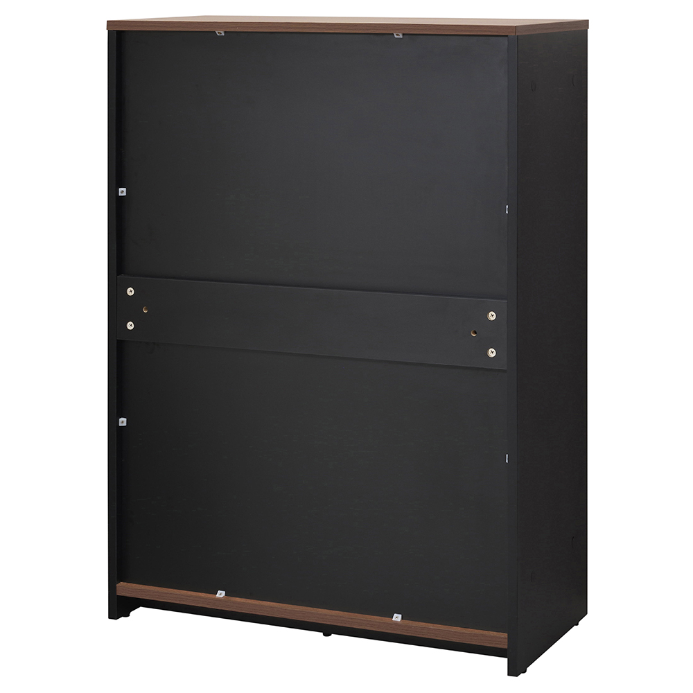 プラン木製シェルフ W800×H1141 ウォルナット×ブラック 扉付き RFPS