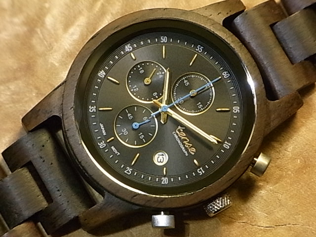 クロノグラフ木製腕時計