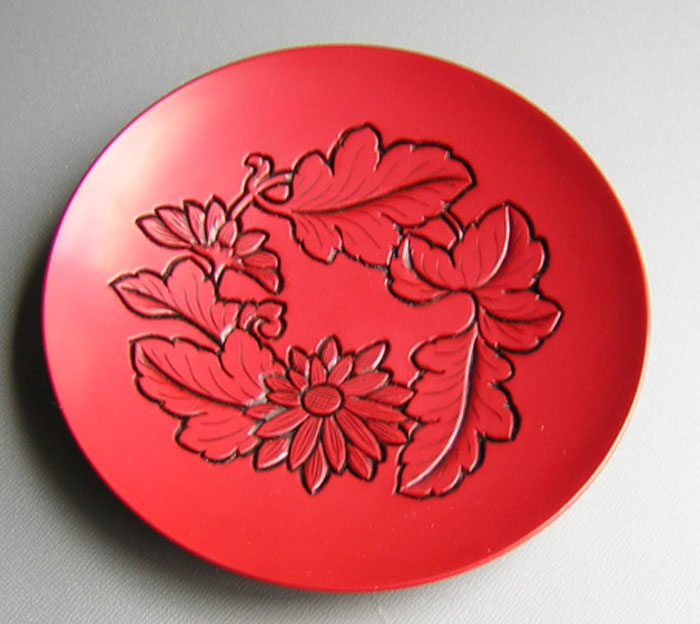 漆器=堆朱銘々皿（五清）（皿・プレート類）