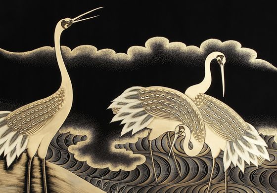 衝立 鶴沈金は、輪島ならではの加飾の技・沈金を駆使した衝立 | 輪島塗