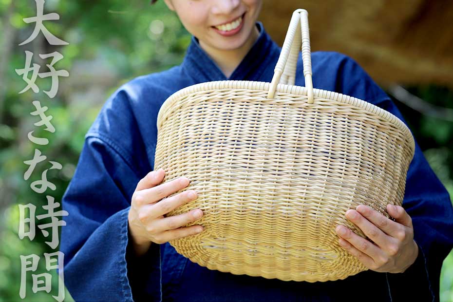 丸籐二本手買い物籠 | 虎斑竹専門店 竹虎