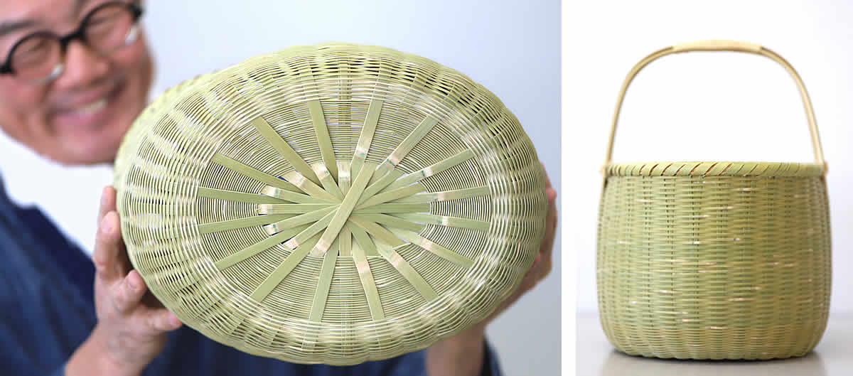 真竹磨き丸底手提げ籠 | 虎斑竹専門店 竹虎