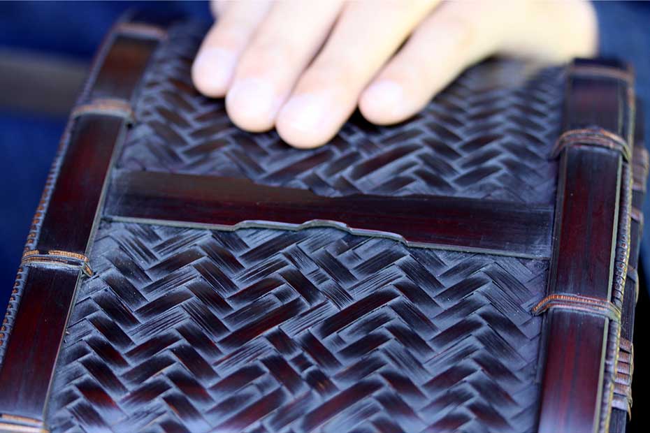 染竹手付き楕円茶びつ | 虎斑竹専門店 竹虎