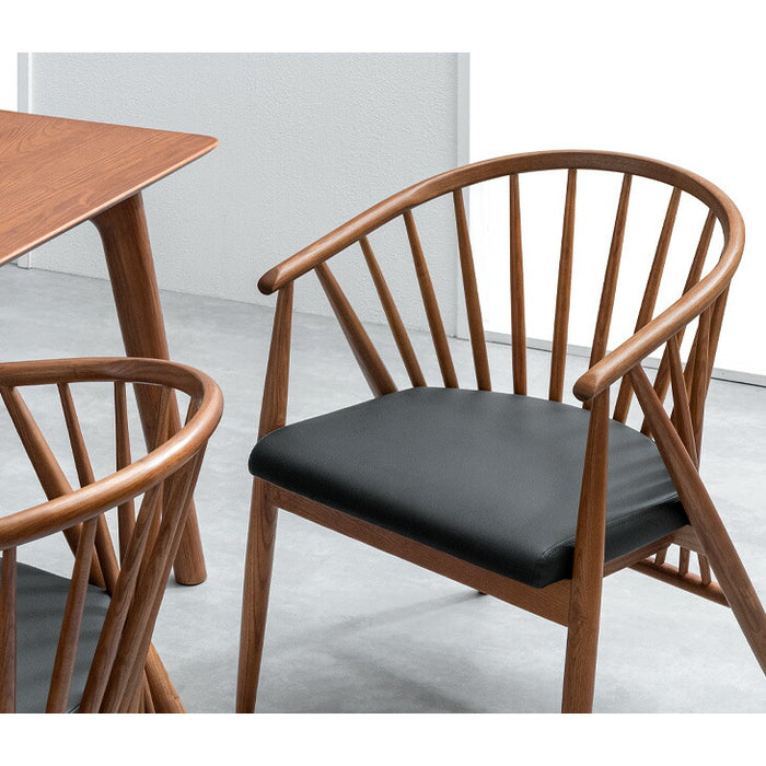 単脚］和モダン ダイニングチェア 単品 完成品 アッシュ 無垢材 肘付き