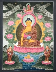 一点物〕タンカ - 阿しゅく如来 - アクショービヤ・マンダラ[60.5x47cm