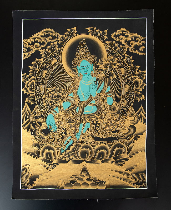 一点物〕タンカ - グリーン・ターラ[30cm x 40cm] の通販[送料無料