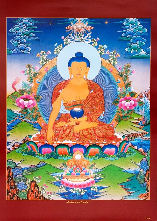 タンカのポスタ - シャカムニ・ブッダ(釈迦牟尼 仏陀) の通販