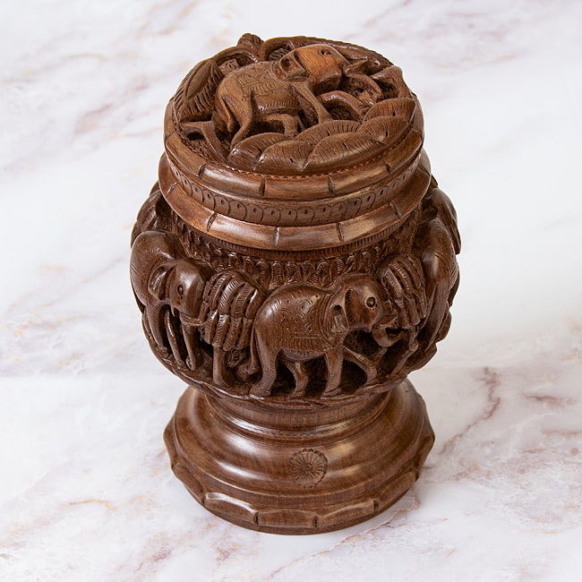 1点もの】カシミールの細密彫刻 スタンディングボックス 高さ22cm程度