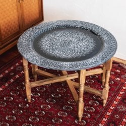 天板＋折り畳める木製脚セット〕金属工芸品の街、モラダバードから