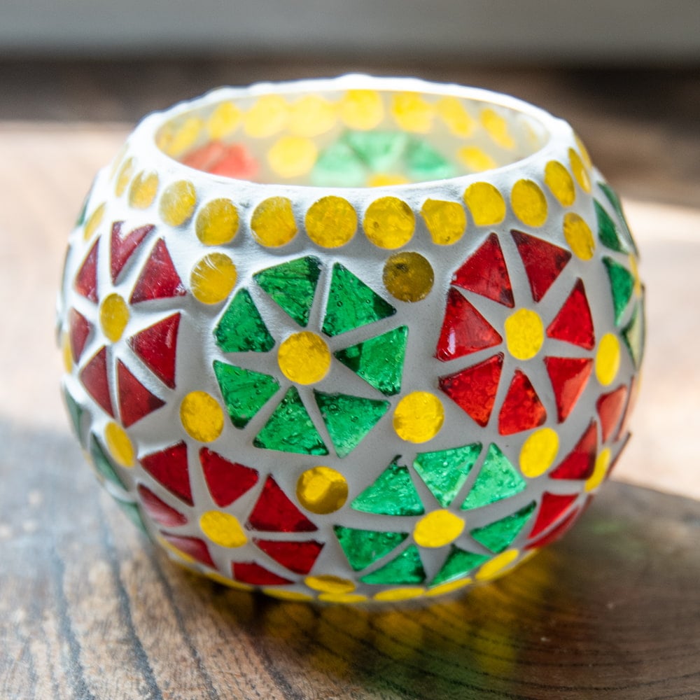 ホワイトモザイクキャンドルホルダー- 小 の通販 - TIRAKITA.COM