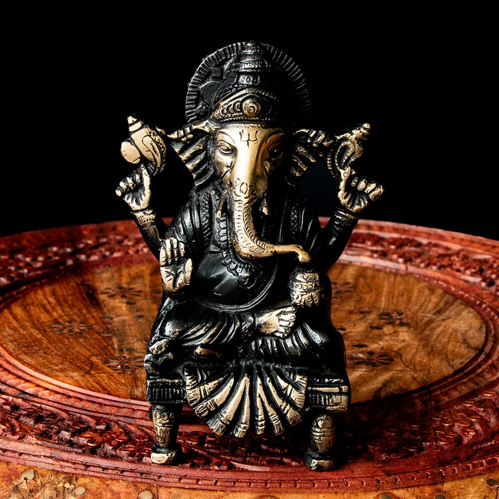 送料無料 ガナパティ ガネーシュ 仏像 神像 ガネーシャ 坐像 重厚な