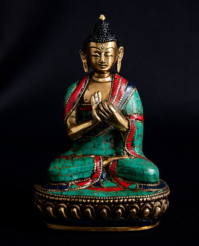 毘盧遮那仏（ヴァイローチャナ） チベタンターコイズ仕上げ 14cm の