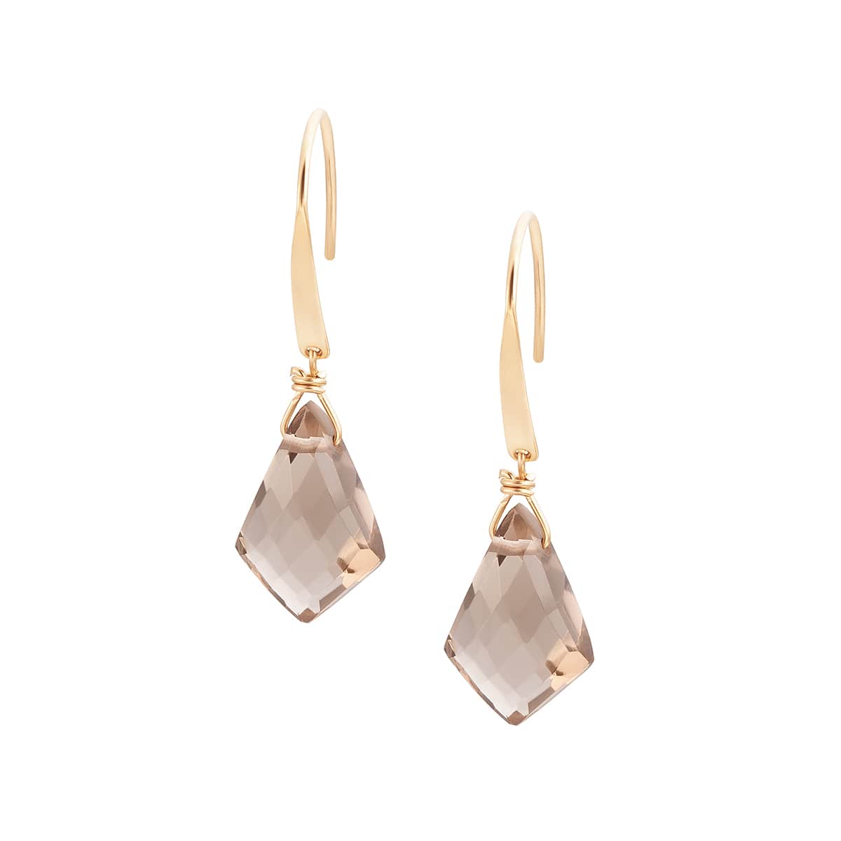 K10イエローゴールドスモーキークォーツピアス(RPE578-003)|TSUTSUMI