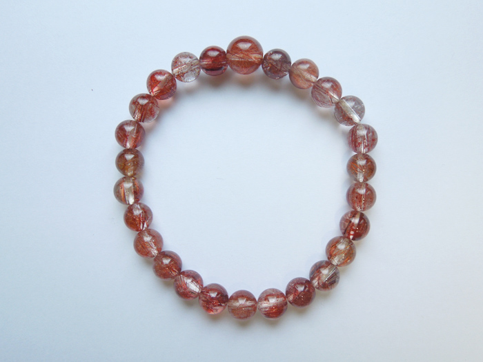 一点物】レッドルチルクォーツ8mmブレス 共仕立(桐箱付き) お数珠の