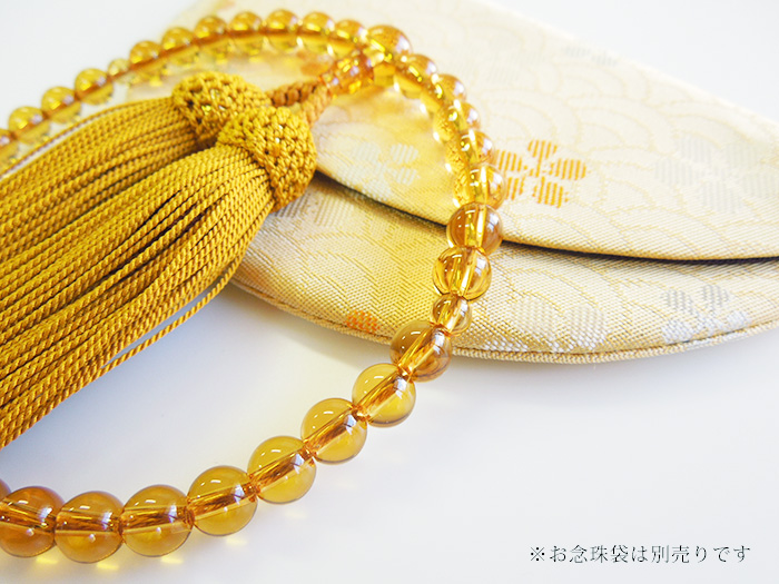 黄水晶7mm片手数珠金茶二五房共仕立 お数珠の安田念珠店へ｜総本山