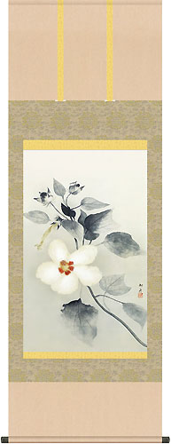 有名作家の掛け軸 速水御舟作 白芙蓉