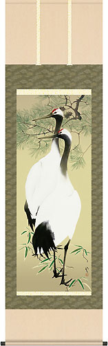 有名作家の掛け軸 川端龍子作 慶鶴図