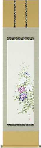 花鳥の掛け軸 佐藤桂三作 鉄線花