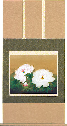 花鳥の掛け軸 藤田真穂作 牡丹