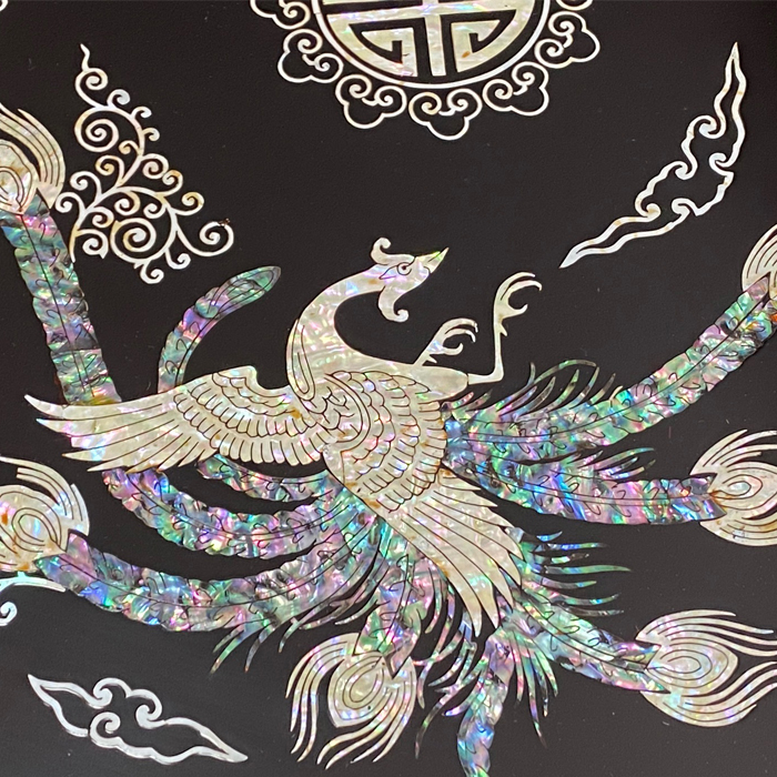 韓国螺鈿漆塗り丸お膳双鳳凰柄大 テーブル・お膳丸型 夢市場本店【韓国