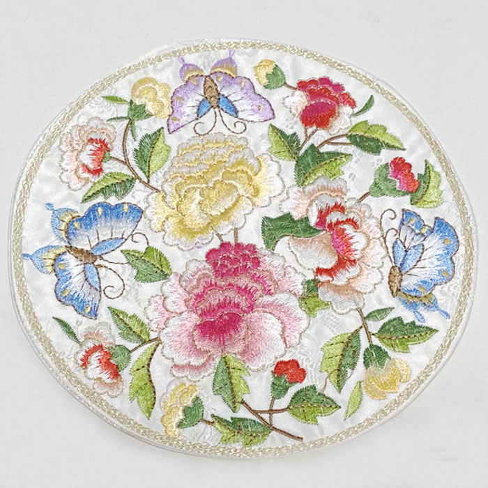 刺繍ワッペン・円形牡丹パステル(1枚) ワッペン・刺繍（アレンジ用