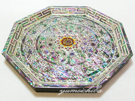 韓国八角更紗螺鈿お盆 食器・螺鈿・漆器 夢市場本店【韓国チマチョゴリ