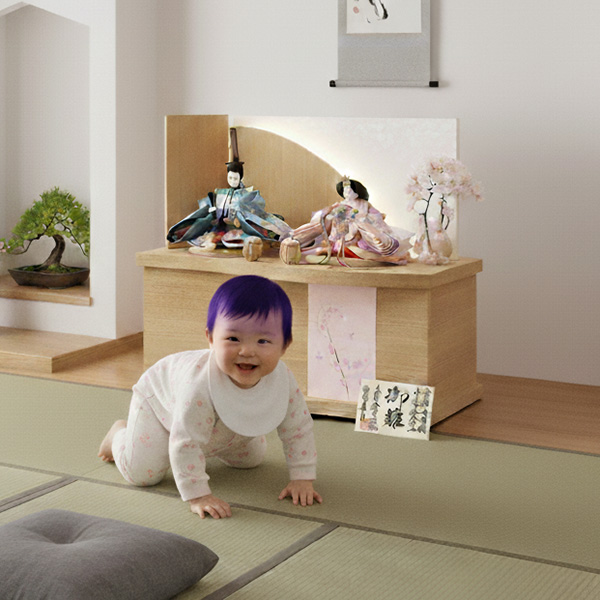 コンパクトでおしゃれな雛人形＞平安豊久 作 うた 創作白木親王飾り