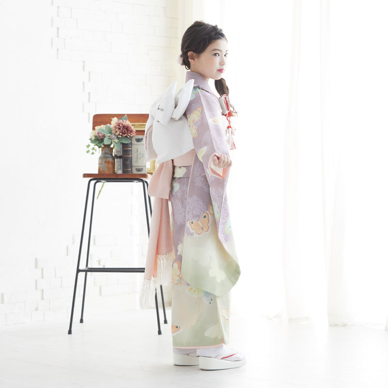 七五三七歳四つ身：N041 JILL STUART 薄紫 蝶々 | 七五三着物レンタル